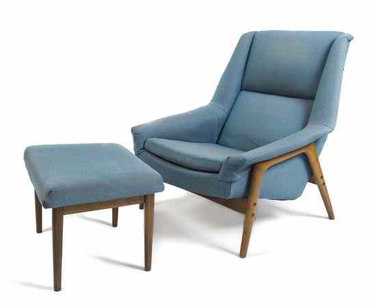 Appraisal: A Danish Lounge Chair and Ottoman Dux having an upholstered