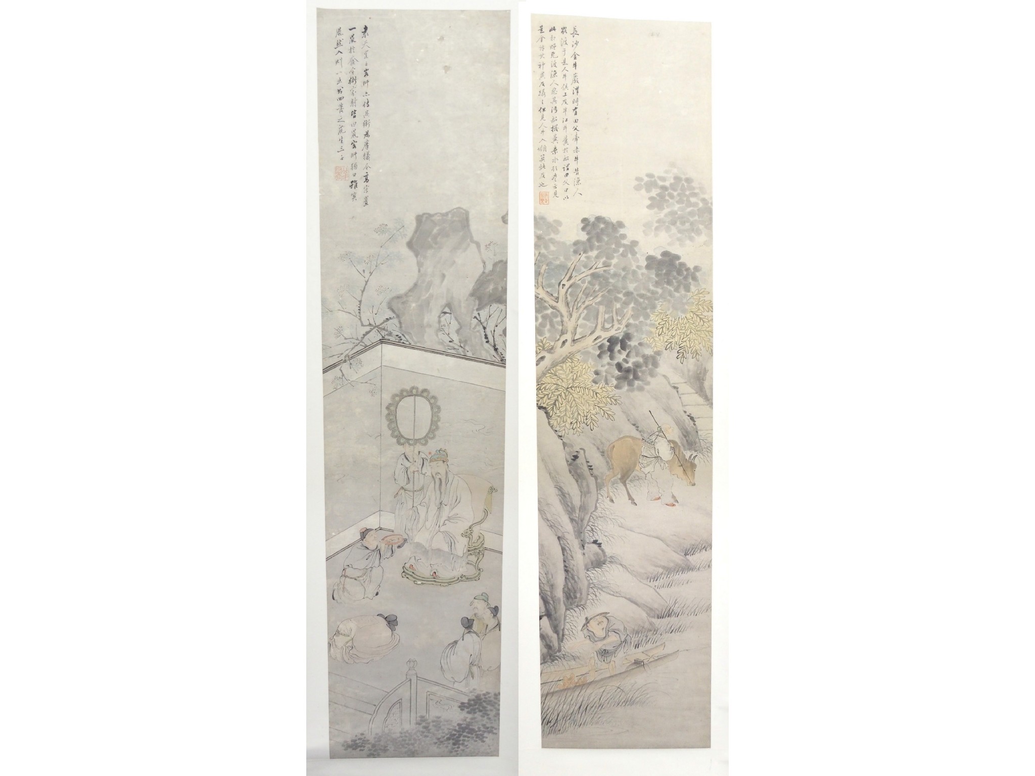 Appraisal: A Chinese scroll paintingdepicting a man with an ox and