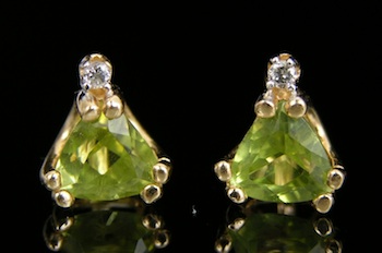 Appraisal: A Pair Ladies' Peridot and Diamond Ear Studs k yellow