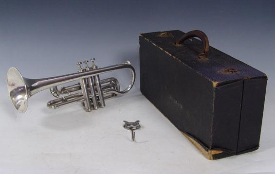 Appraisal: COUESNON CIE FRENCH SILVERPLATE TRUMPET CA Model made popular in