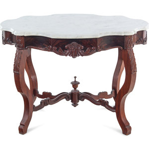 Appraisal: A Victorian Mahogany Marble-Top Table th Century Height x width