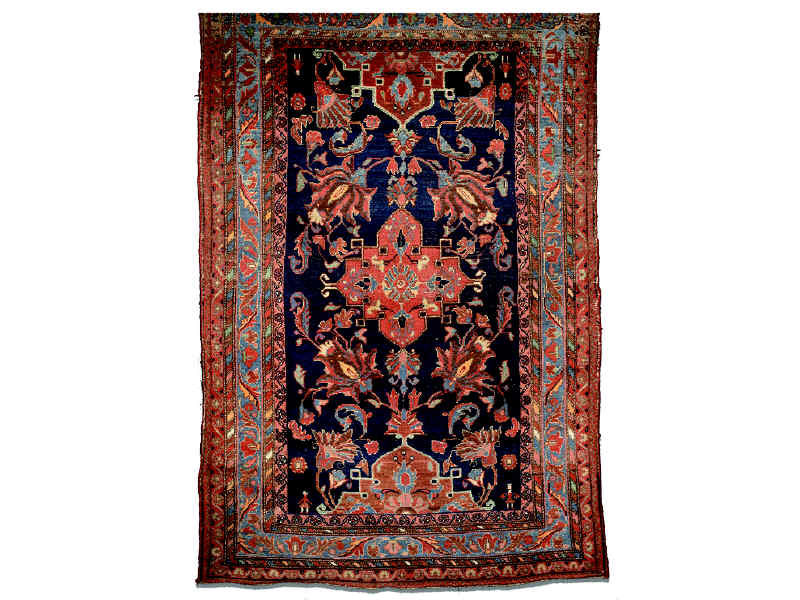 Appraisal: EARLY TH CENTURY MALAYIR THROW RUG The indigo field of