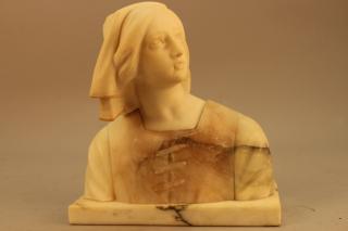 Appraisal: Antique Alabaster Bust of Jeanne D'Arc Antique Alabaster Bust of