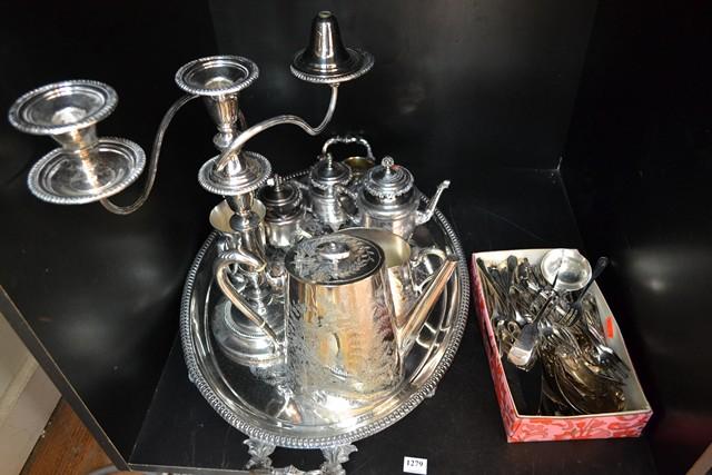 Appraisal: LARGE COLLECTION OF SILVER PLATE INCL FLAT WARE TEA WARE