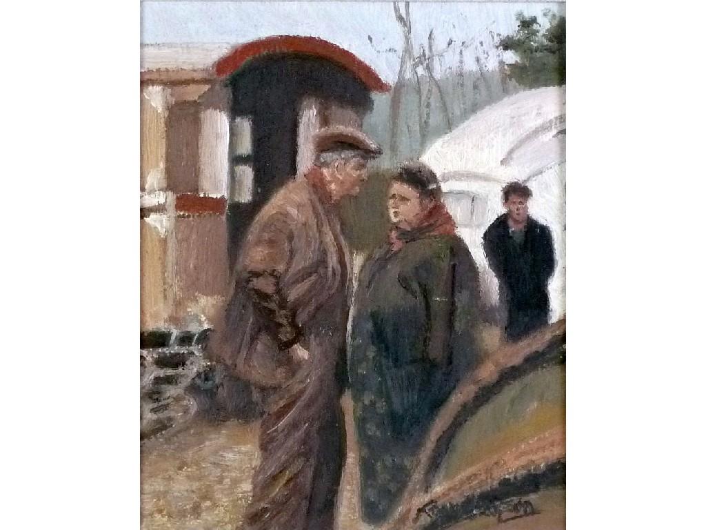 Appraisal: ROGER HAMPSON - OIL PAINTING ON BOARD 'Gypsies' signed lower