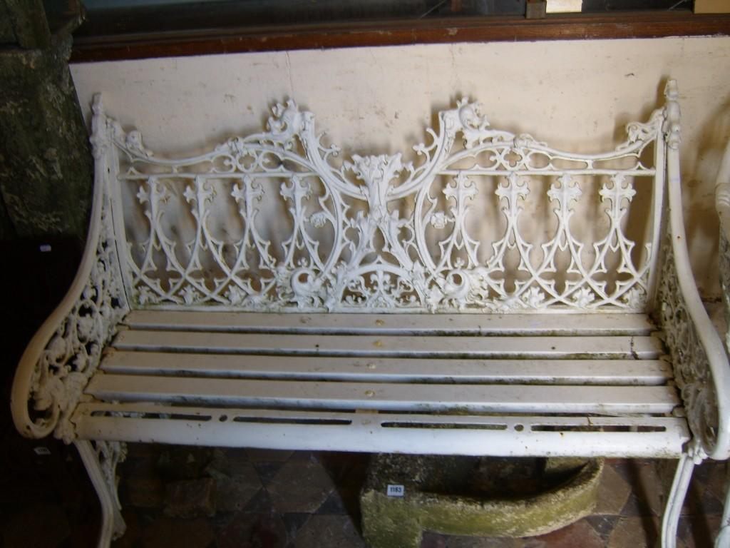 Appraisal: A Victorian cast iron -seat garden bench in the gothic