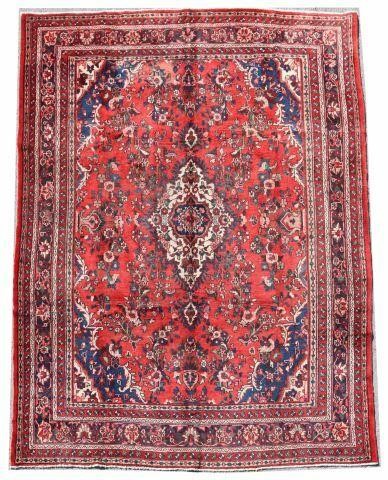 Appraisal: Hand-tied Persian Mashad rug approx ' l ' w