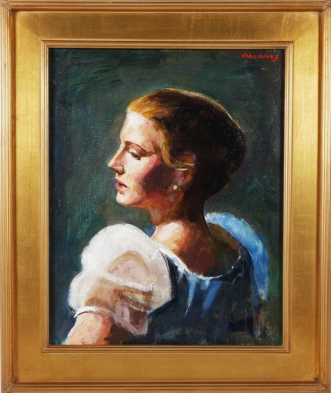 Appraisal: Oil on canvas portrait of a woman by Thomas Joseph