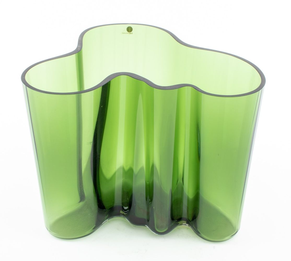 Appraisal: ALVAR AALTO FOR IITTALA FREEFORM GREEN GLASS VASE Alvar Aalto