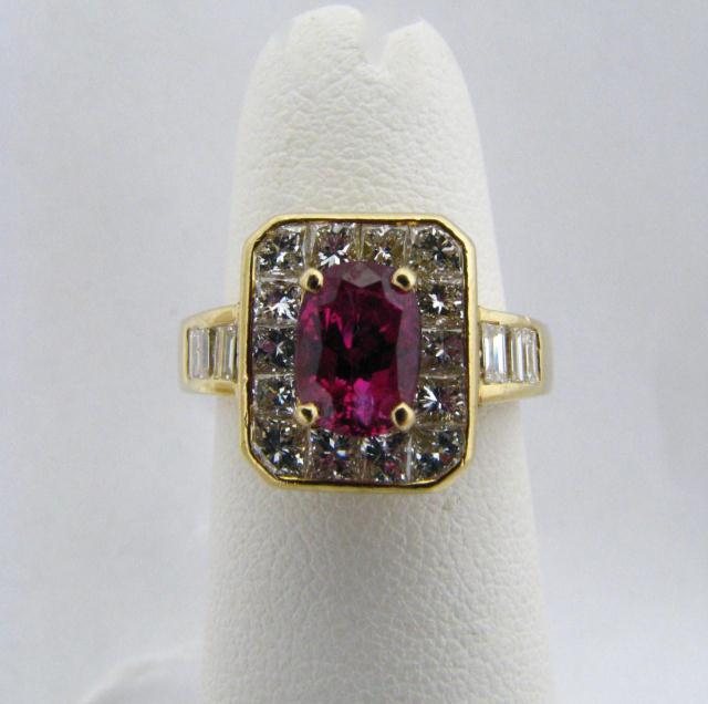 Appraisal: k yellow gold five oval shaped ruby ring Ruby surrounded