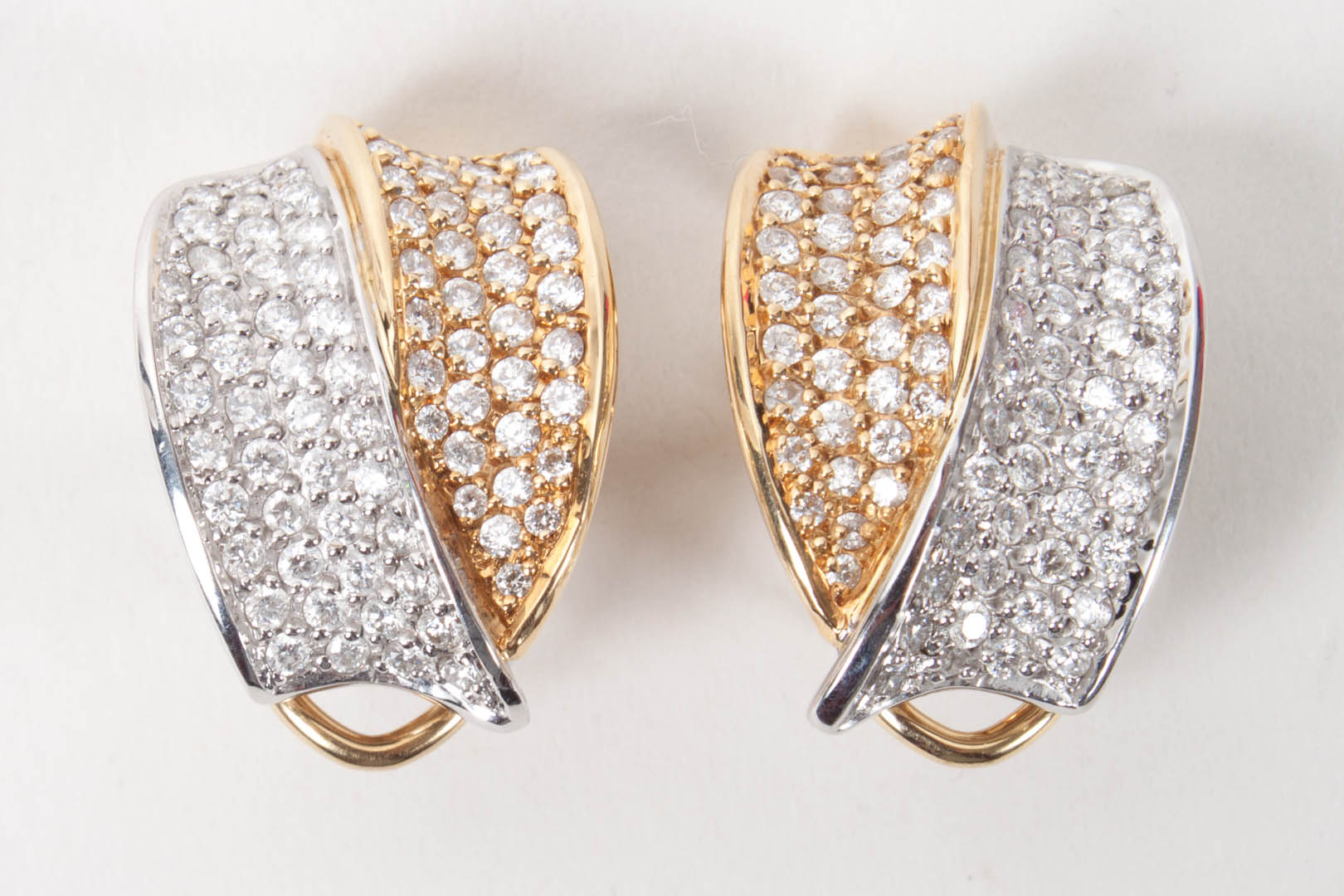 Appraisal: Pair of K gold diamond pave earrings K white yellow