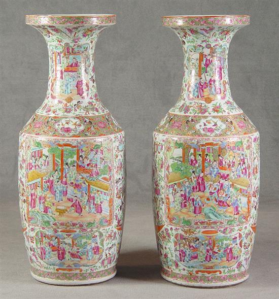 Appraisal: Pair of Rose Medallion Temple Vases Early th Century Overall