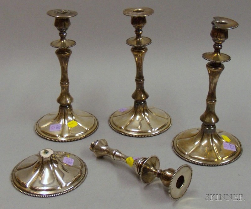 Appraisal: Set of Four Rogers Silver Plated Candlesticks two damaged