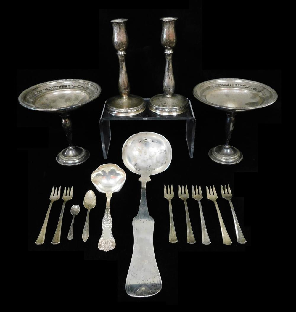 Appraisal: STERLING FIFTEEN PIECES OF ASSORTED SILVERWARE AND WEIGHTED HOLLOWARE INCLUDING