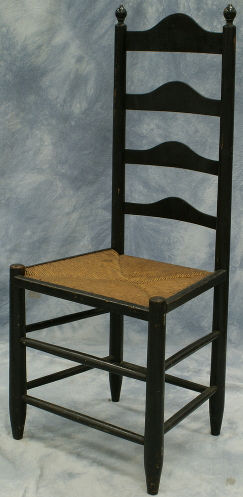 Appraisal: Four slat ladder back chair rush seat th c h