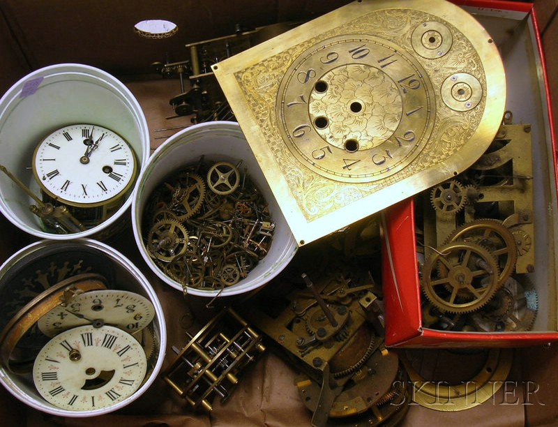 Appraisal: Box Lot of Clock Parts including French American and German