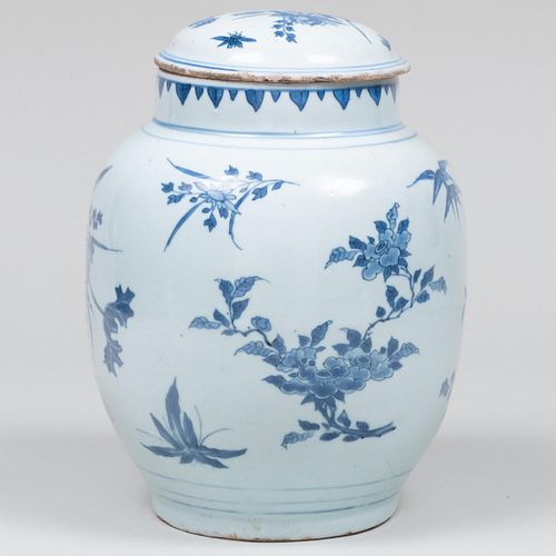 Appraisal: CHINESE BLUE AND WHITE PORCELAIN JAR AND COVER AND A