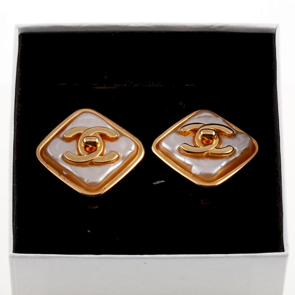 Appraisal: Chanel Vintage Clip-on Earrings with box measuring x in