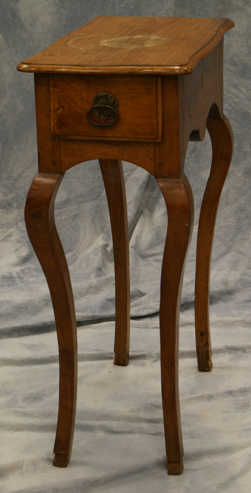 Appraisal: Walnut French side table with single drawer th c x