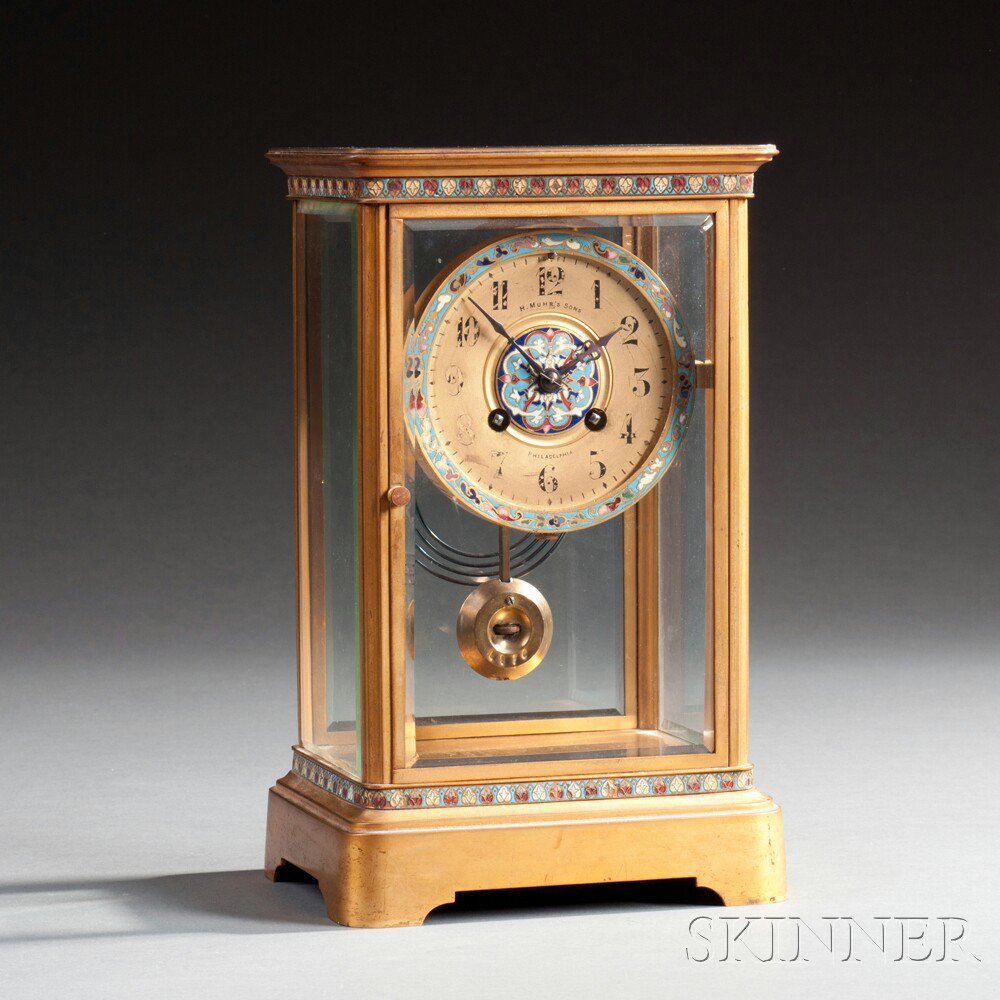 Appraisal: French Champleve Mantel Clock early th century the enameled brass