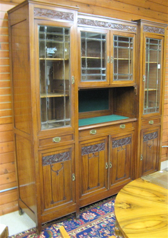 Appraisal: CARVED MAHOGANY AND BEVELED GLASS CHINA HUTCH English early th