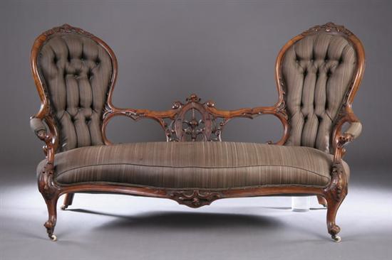 Appraisal: RENAISSANCE REVIVAL HORSEHAIR UPHOLSTERED SOFA Circa Each chairback crested with