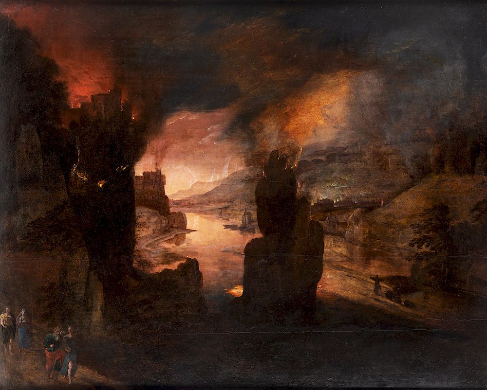 Appraisal: FLEMISH SCHOOL TH CENTURY FLEMISH SCHOOL TH CENTURY Sodom and