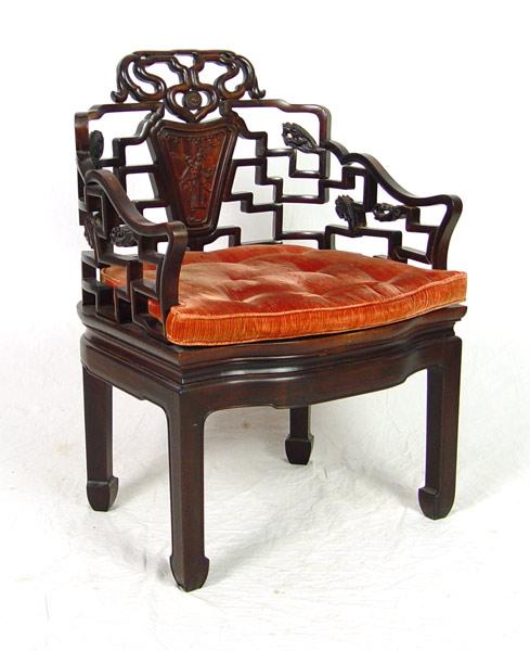 Appraisal: CHINESE THRONE CHAIR WITH ARMS '' h x '' x