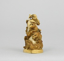 Appraisal: Japanese Zodiac Netsuke Carved ivory netsuke with all of the