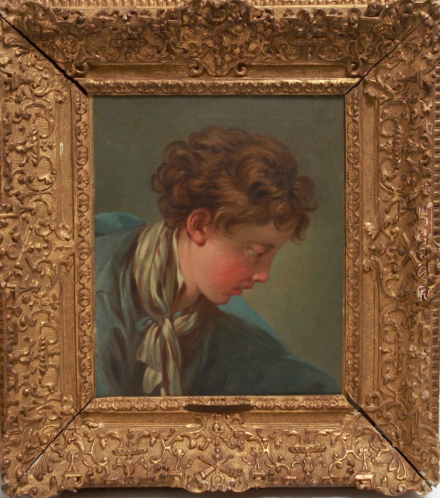 Appraisal: Circle of Francois Boucher Portrait of Boy Oil Circle of