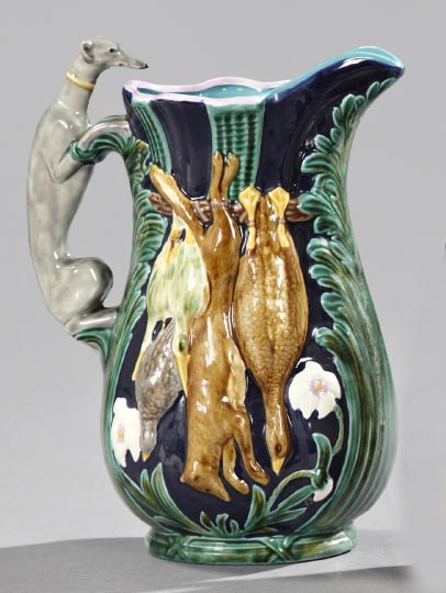 Appraisal: English Majolica Relief Game Pitcher fourth quarter th century with