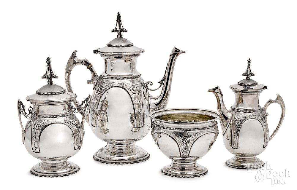 Appraisal: New York coin silver tea and coffee service Exclusive on