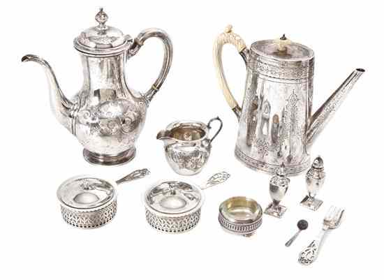 Appraisal: An Assembled Collection of Sterling Silver comprising a teapot a