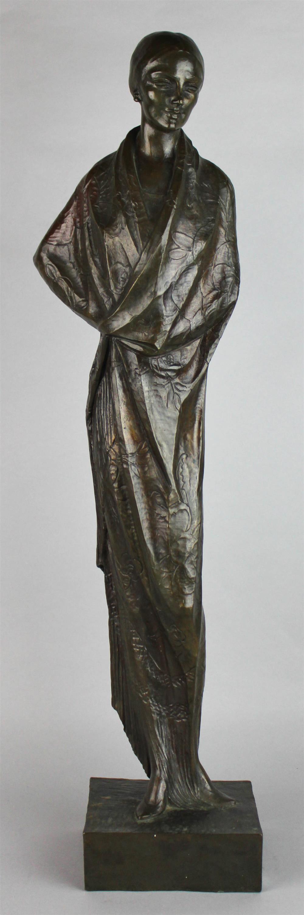 Appraisal: SANTIAGO RODRIGUEZ BONOME SPANISH - ART DECO WOMAN Bronze in