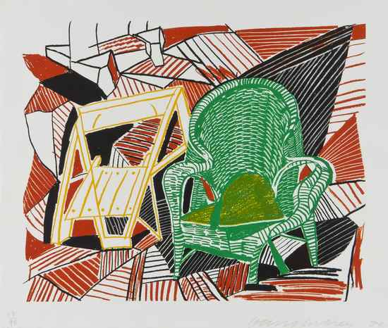 Appraisal: David Hockney b Two Pembroke Studio Chairs from the 'Moving