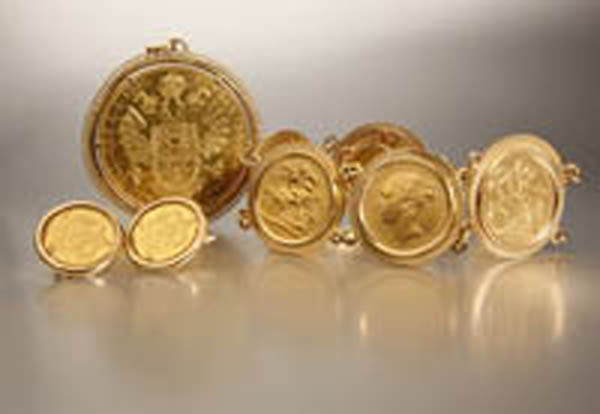 Appraisal: A group of gold coin jewelry A group of gold