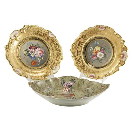 Appraisal: Pair of English Floral Decorated Porcelain Cabinet Plates Together with