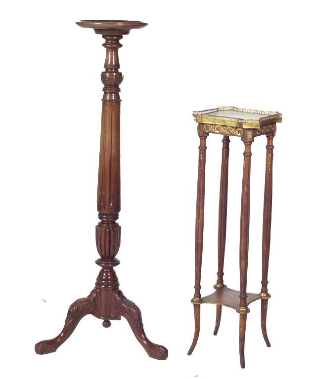 Appraisal: WILLIAM IV MAHOGANY TORCHERE the circular tray above a fluted