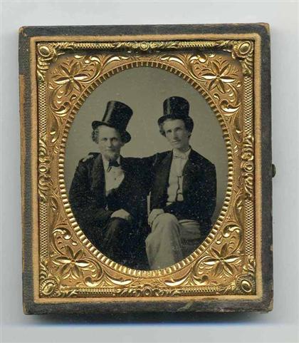 Appraisal: piece American th-Century Photograph Affectionate male couple seated together in