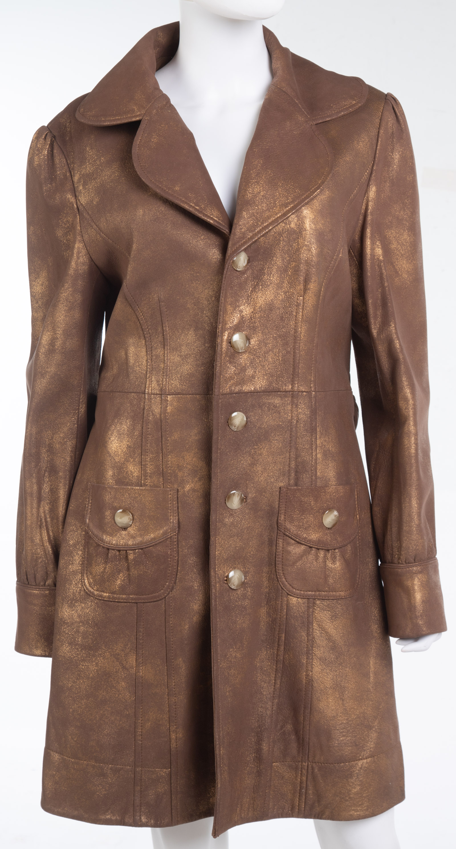 Appraisal: A CHRISTOPHER BLUE GOLDEN LEATHER COAT leather has golden sheen