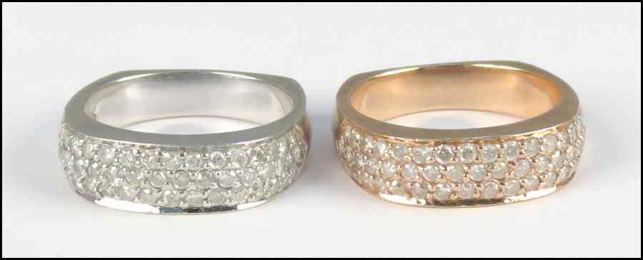 Appraisal: TWO KARAT WHITE AND PINK GOLD AND DIAMOND BANDS grams