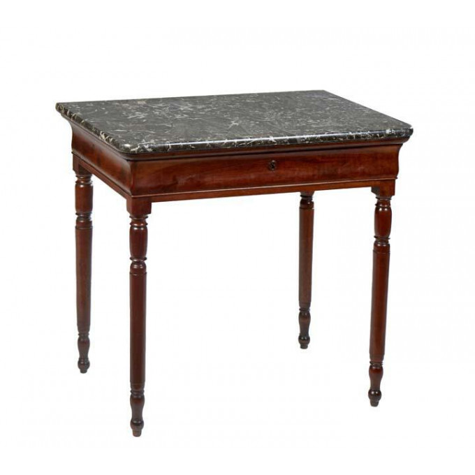 Appraisal: Unusual French Provincial Louis Philippe Carved Walnut Marble Top Writing