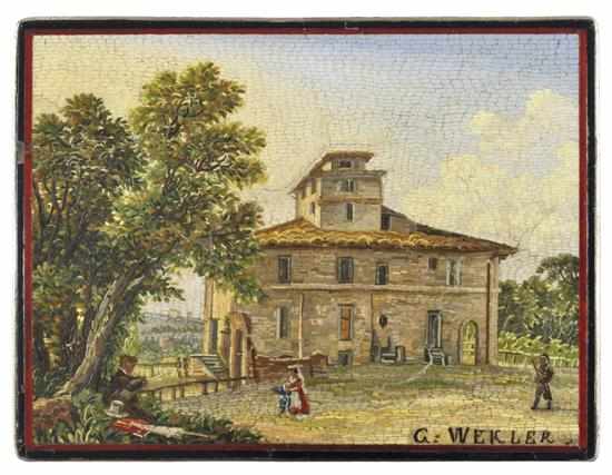 Appraisal: GEORGE FERDINAND WEKLER - MINIATURE MICROMOSAIC IN A LATER FITTED