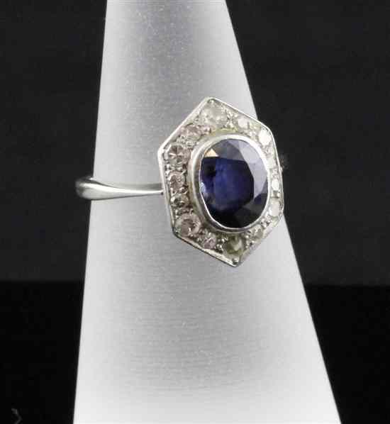 Appraisal: A 's ct white gold and platinum sapphire and diamond