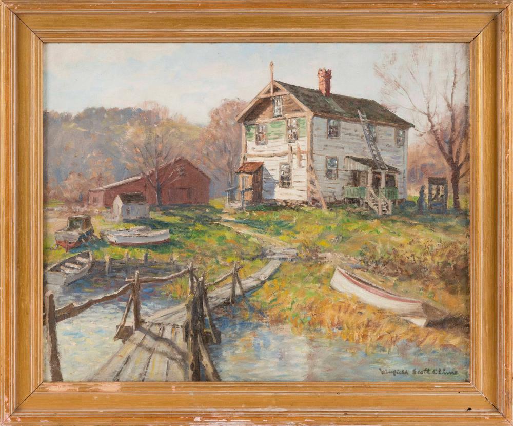 Appraisal: WINFIELD SCOTT CLIME CONNECTICUT - FARMHOUSE BY THE WATER OIL