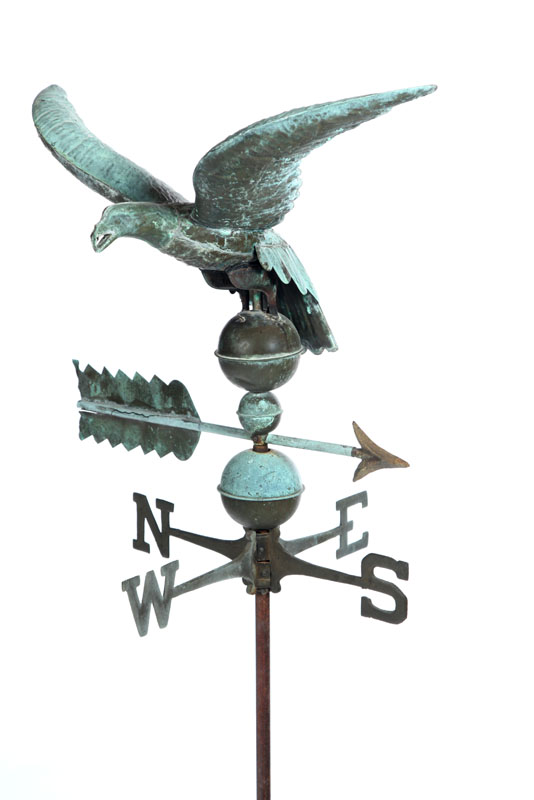 Appraisal: EAGLE WEATHERVANE American early th century copper Full-bodied eagle with