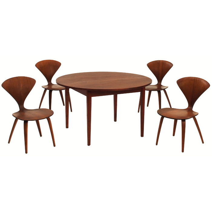 Appraisal: Norman Cherner low table and chairs by Plycraft four chairs