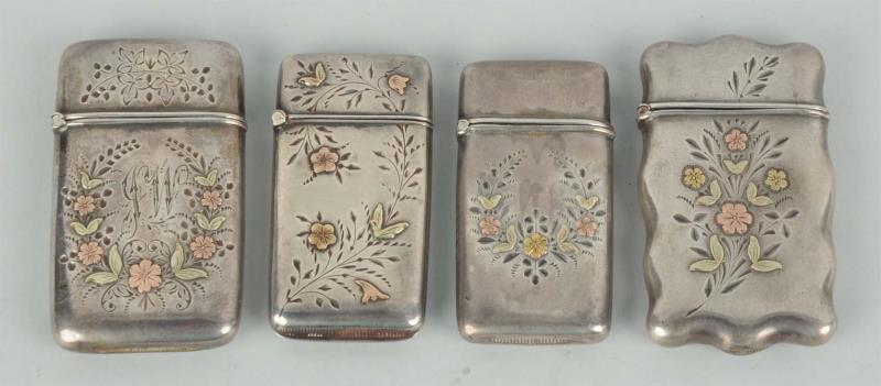 Appraisal: Lot Of Match Safes Or Vestas Sterling silver and gold