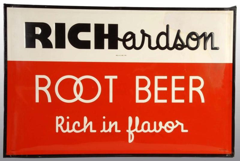 Appraisal: Tin Richardson Root Beer Sign Condition Excellent Size x