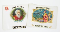 Appraisal: Madame Butterfly and Socrates Cigar Box Labels circa early th